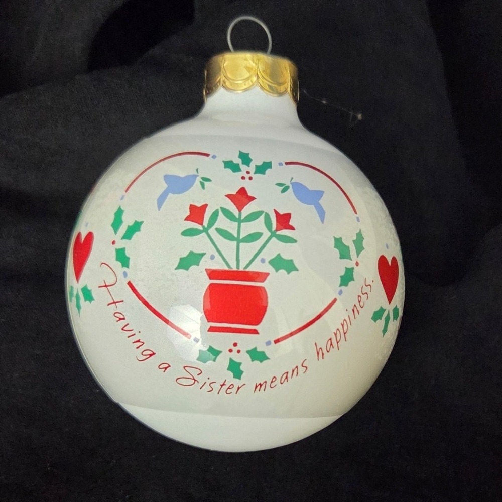 Vintage 1989 Hallmark Keepsake Sister Glass Ball Christmas Ornament with Box